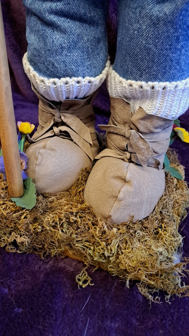 29" Bearded Garden Gnome Farmer Doll Figurine With Straw Hat And Wooden Rake - 9