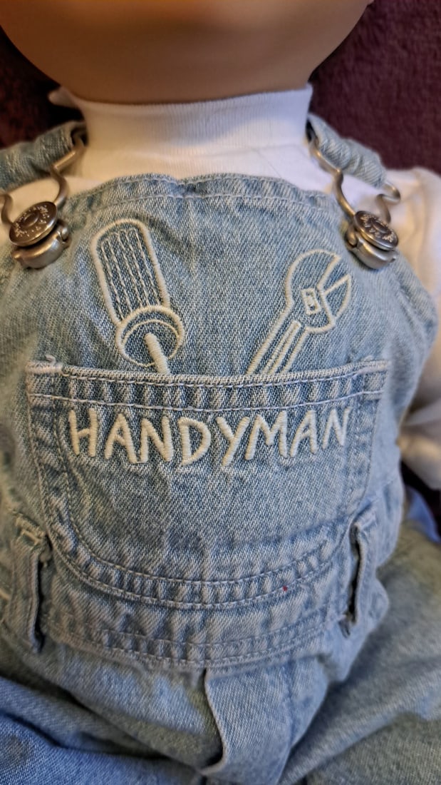 Turner Dolls - Boy Toddler Doll Blue Eyes Handyman Denim Overalls With Box - 13