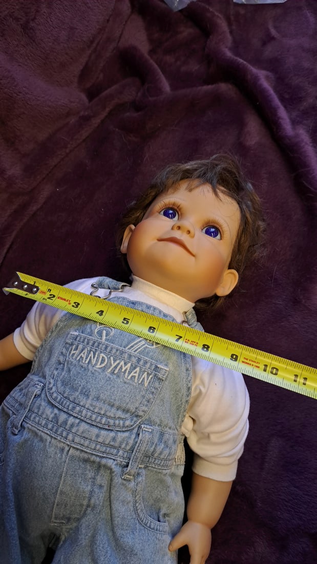 Turner Dolls - Boy Toddler Doll Blue Eyes Handyman Denim Overalls With Box - 3