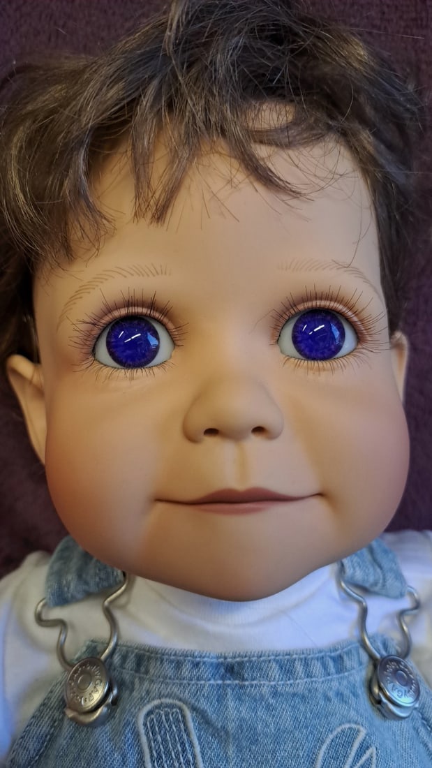 Turner Dolls - Boy Toddler Doll Blue Eyes Handyman Denim Overalls With Box - 9
