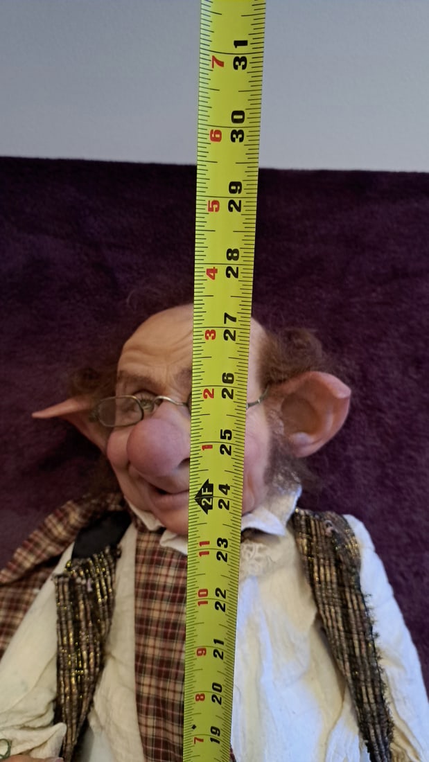 30 In Fantasy Troll Elf Doll With Glasses, Cane, Plaid Scarf & Buckle Shoes - 2