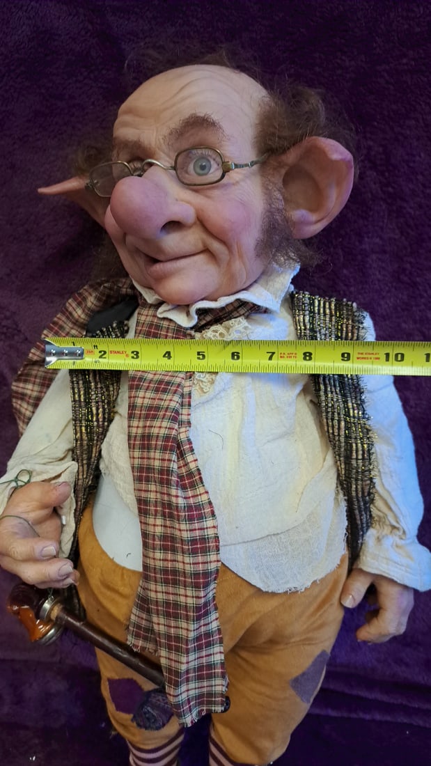 30 In Fantasy Troll Elf Doll With Glasses, Cane, Plaid Scarf & Buckle Shoes - 3