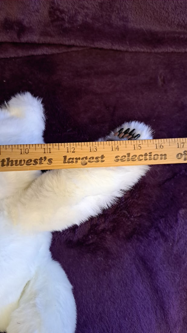 White Polar Bear Plush Stuffed Animal 16 In Faux Fur Paw Pads Claws - 3