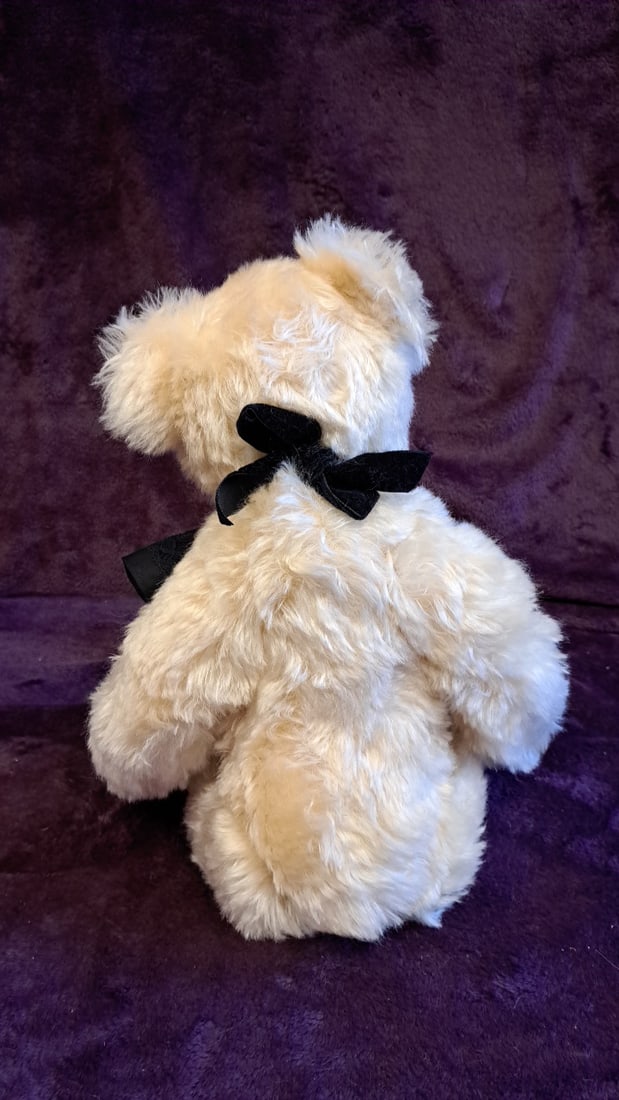 25" Cream Plush Teddy Bear Doll With Black Lace Collar, Cameo Brooch & Black Boots - 8