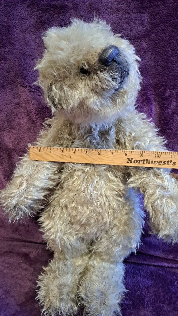 Beige Curly Fur Teddy Bear Plush With Handwritten Artist Tag 16 In - 3