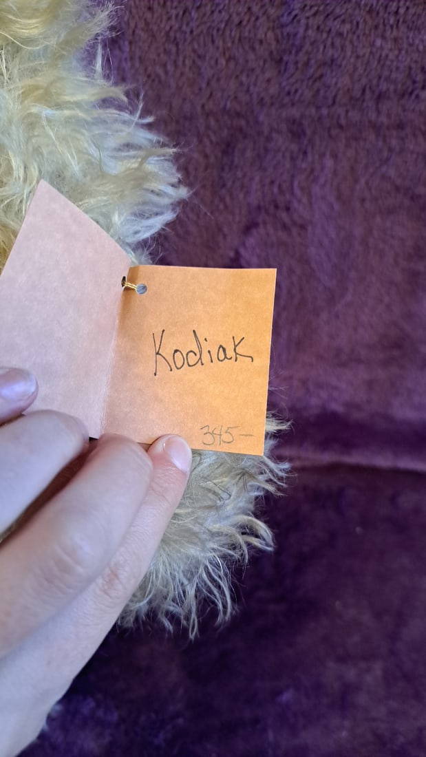 Beige Curly Fur Teddy Bear Plush With Handwritten Artist Tag 16 In - 7