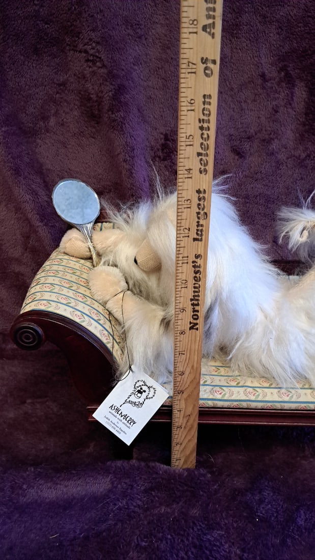 Ashenberry Judith Eppolito White Long-hair Plush Dog W/ Mirror, Chaise & Award Ribbon - 2