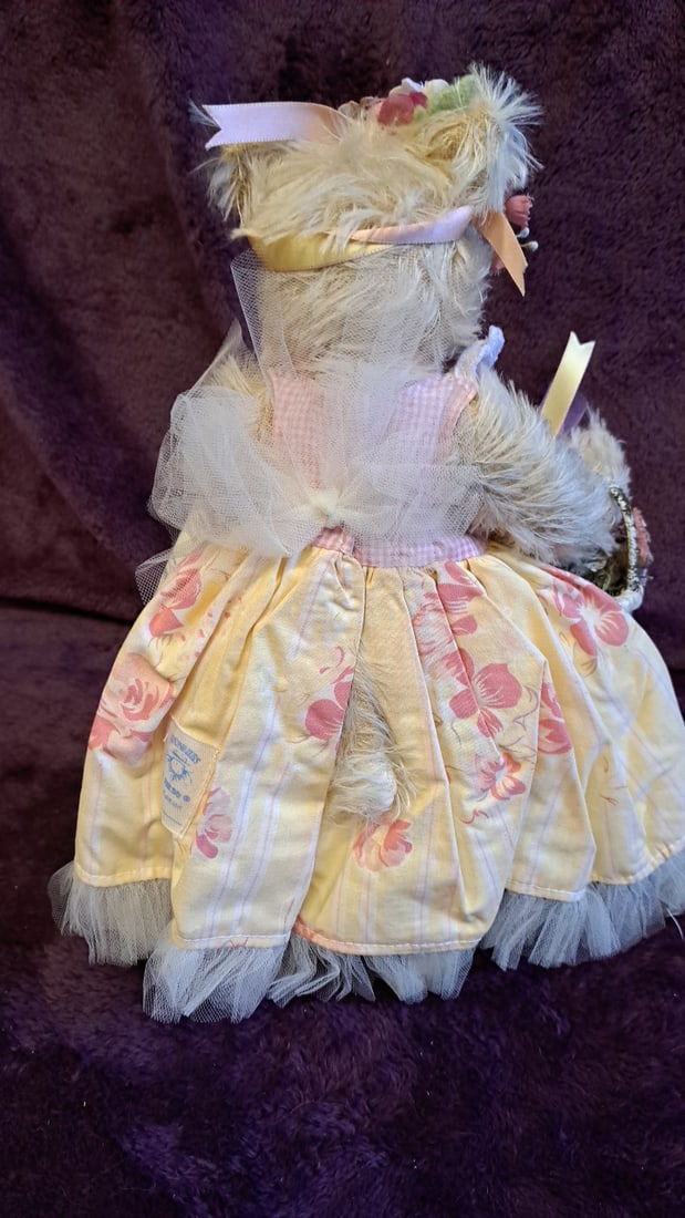 13 Inch Bunnies By The Bay Cream Plush Doll In Yellow Floral Dress With Flower Crown And Basket - 10