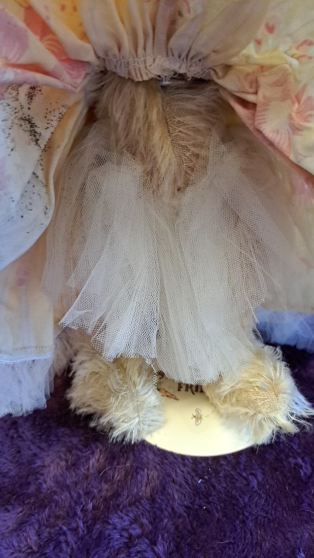 13 Inch Bunnies By The Bay Cream Plush Doll In Yellow Floral Dress With Flower Crown And Basket - 12