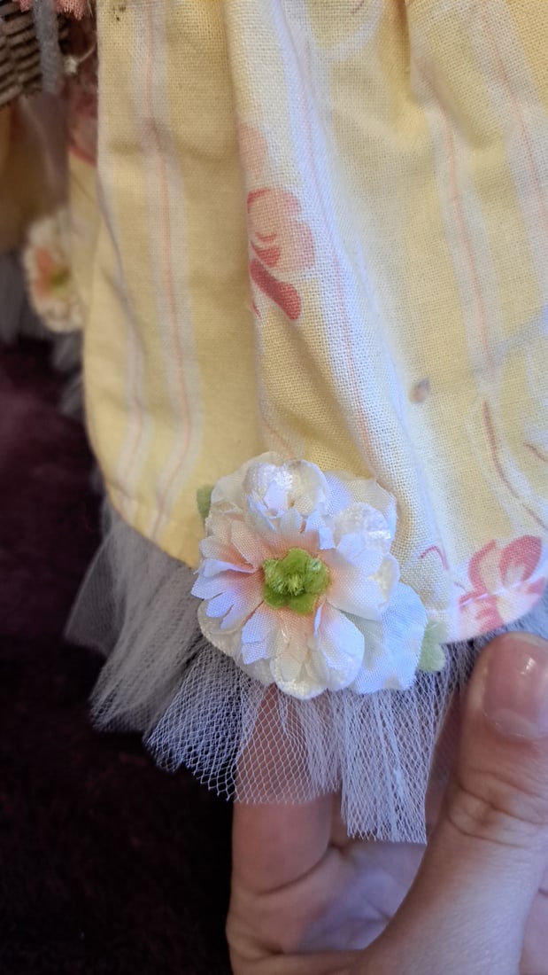 13 Inch Bunnies By The Bay Cream Plush Doll In Yellow Floral Dress With Flower Crown And Basket - 8