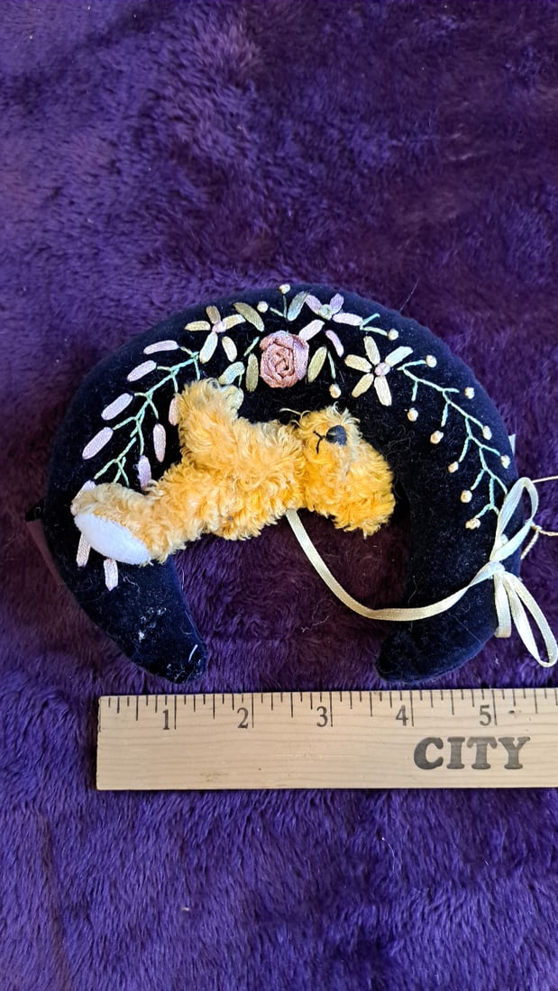 Plush Image Elis Teddy Bear Crescent Moon Floral Plush Hanging Ornament 5" - 2