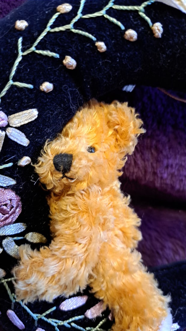 Plush Image Elis Teddy Bear Crescent Moon Floral Plush Hanging Ornament 5" - 6