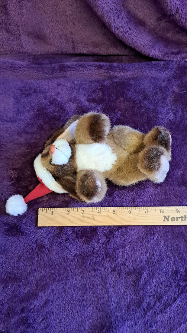 Extinsion Inc Brown White Plush Bunny Rabbit With Santa Hat 8 In - 2