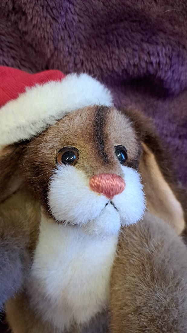 Extinsion Inc Brown White Plush Bunny Rabbit With Santa Hat 8 In - 4