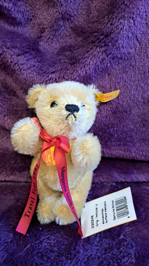 Steiff Original Teddybr Mohair Teddy Bear Travel Fest 1992 Red Ribbon 6 In (1 of 9)