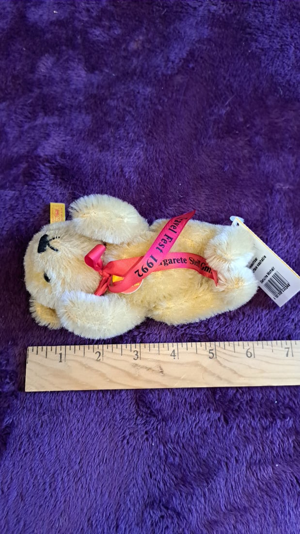 Steiff Original Teddybr Mohair Teddy Bear Travel Fest 1992 Red Ribbon 6 In - 2
