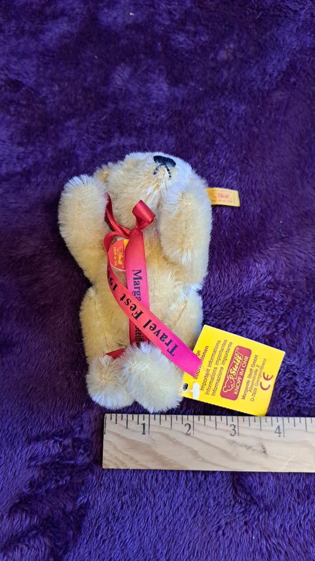Steiff Original Teddybr Mohair Teddy Bear Travel Fest 1992 Red Ribbon 6 In - 3