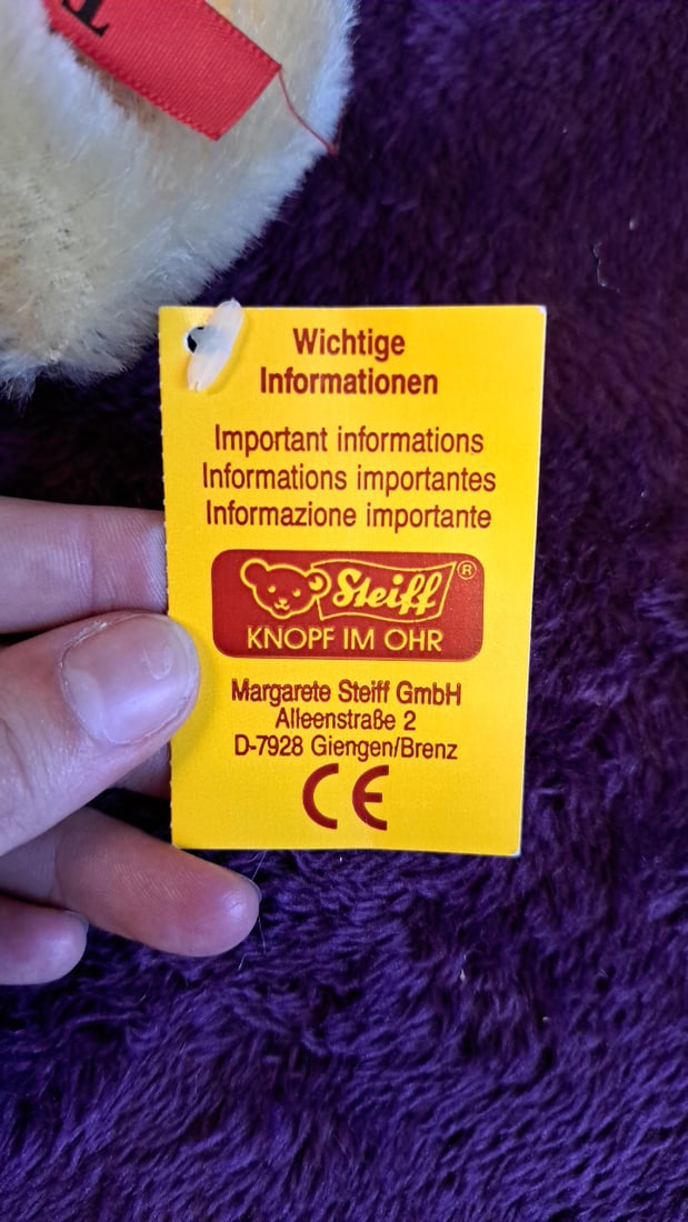 Steiff Original Teddybr Mohair Teddy Bear Travel Fest 1992 Red Ribbon 6 In - 4