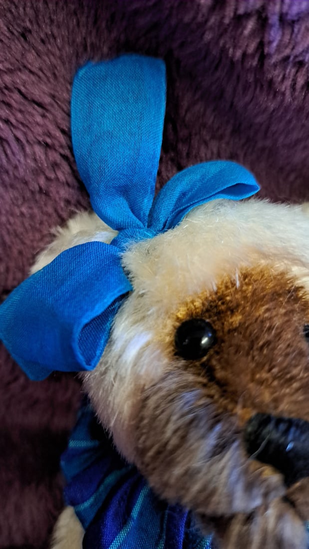 Lexington Bear Cream Plush Teddy Bear Blue Bow Plaid Ruffle Collar 7 In - 7
