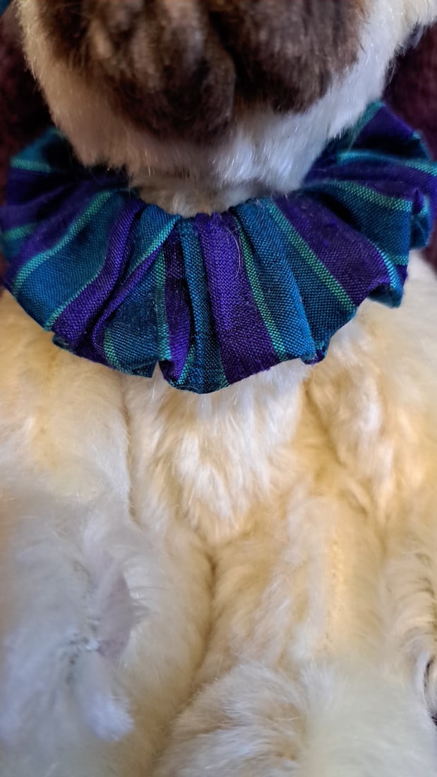 Lexington Bear Cream Plush Teddy Bear Blue Bow Plaid Ruffle Collar 7 In - 9