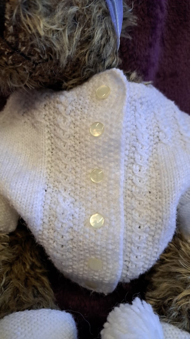 Brown Teddy Bear Plush With White Knit Sweater Booties And Bow 13 In - 10