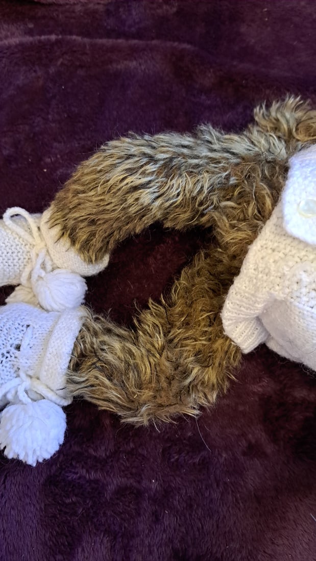 Brown Teddy Bear Plush With White Knit Sweater Booties And Bow 13 In - 9