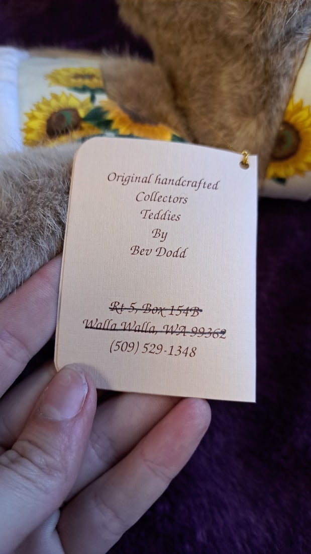 Bella 2/15 Beige Teddy Bear Plush With White Sunflower Overalls And Headband 14 In - 6