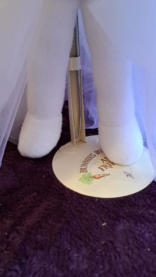 15" White Plush Bunny Rabbit Doll With Snowflake Organza Dress And Floral Crown - 7