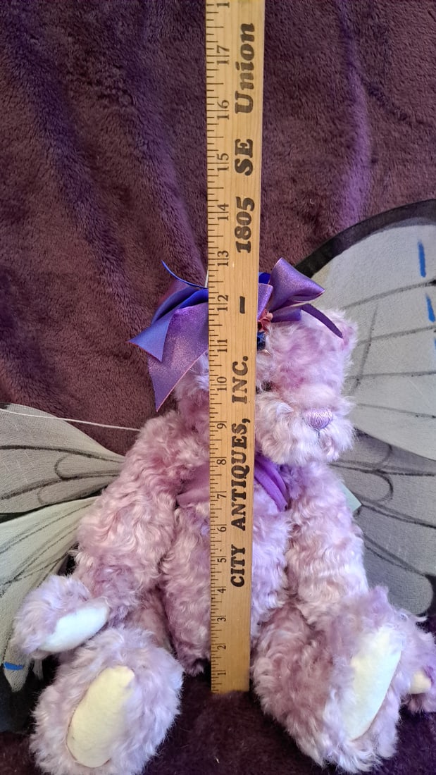 Lavender Plush Teddy Bear With Butterfly Wings And Purple Bow 12 In - 2