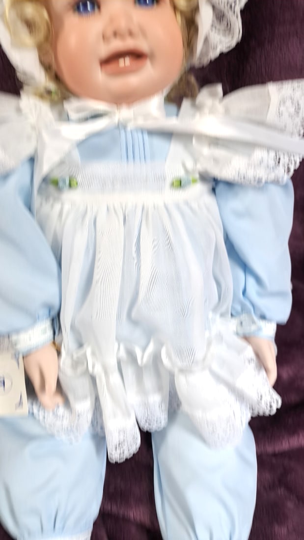 Virginia Ehrlich Turner Sunette Artist Doll Le #97/250 25" Blue White Lace Outfit - 3