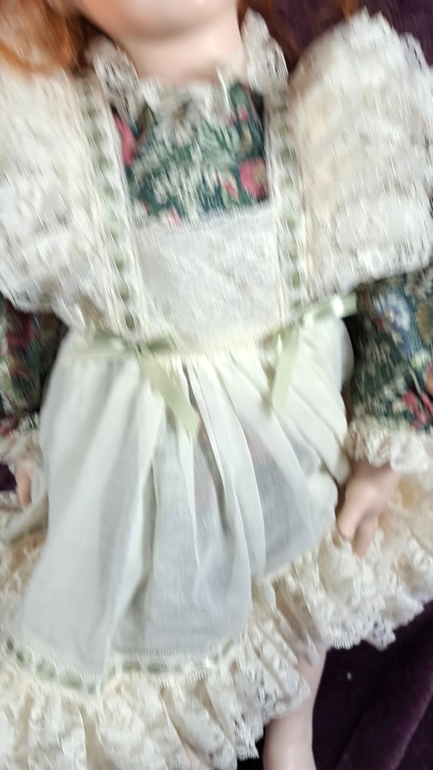 Whitney 1991 Porcelain Doll By Dorina Ru Bert Red Hair Floral Dress - 3