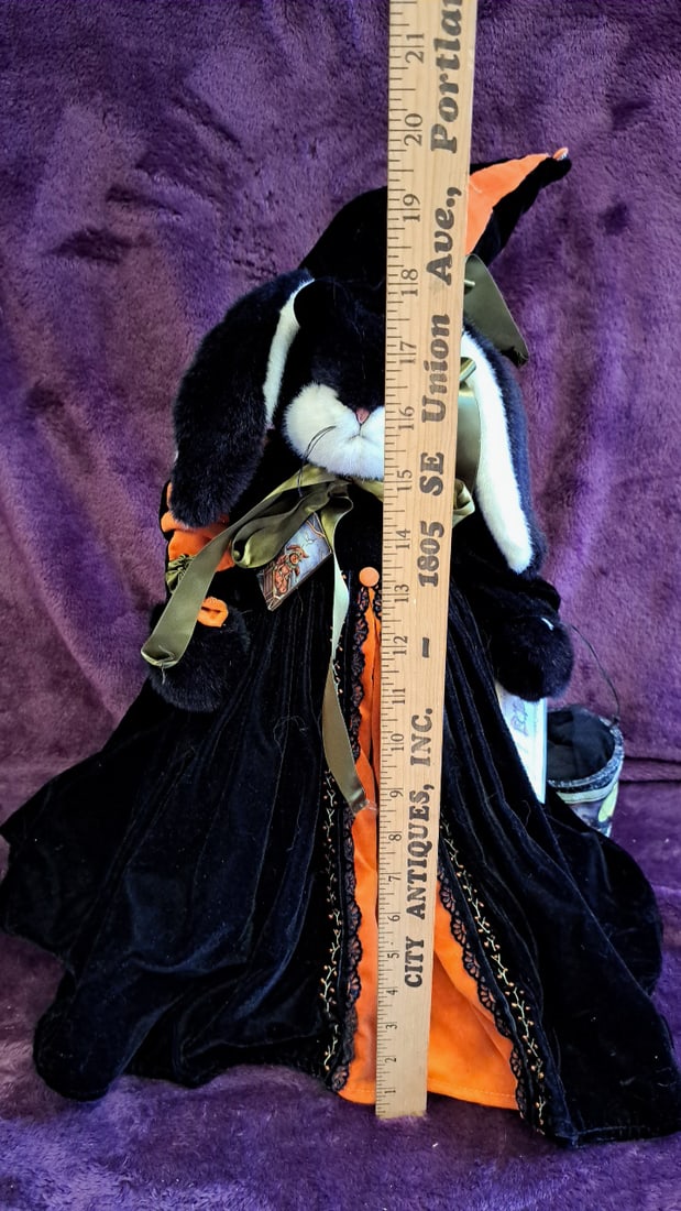 Bunnies By The Bay And Friends Halloween Witch Plush Bunny Doll With Stand 20" - 2