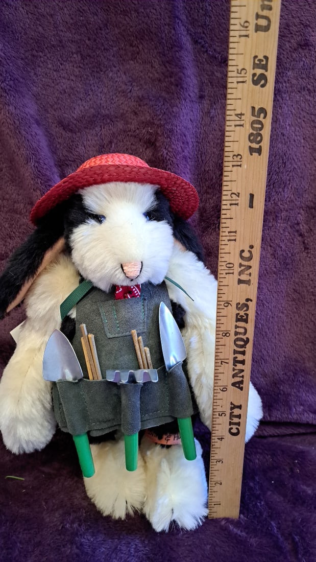 Plush Gardener Bunny Rabbit Doll With Red Hat Apron Tools 12 In - 2