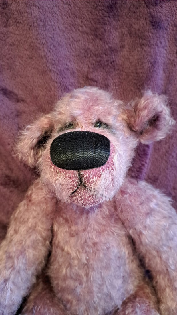 Gunzel Pink Purple Curly Plush Teddy Bear 22 In With Drawstring Bag - 6
