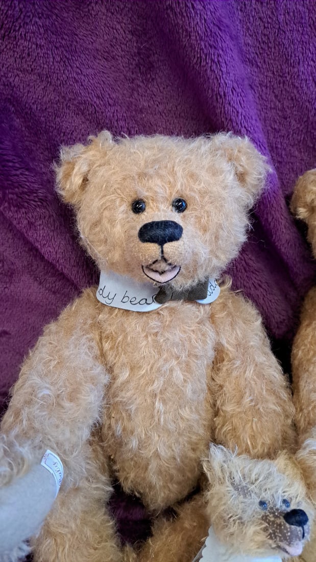 Set Of 3 Jointed Beige Mohair Teddy Bears, Daddy/mama/baby, Up To 14 In - 4