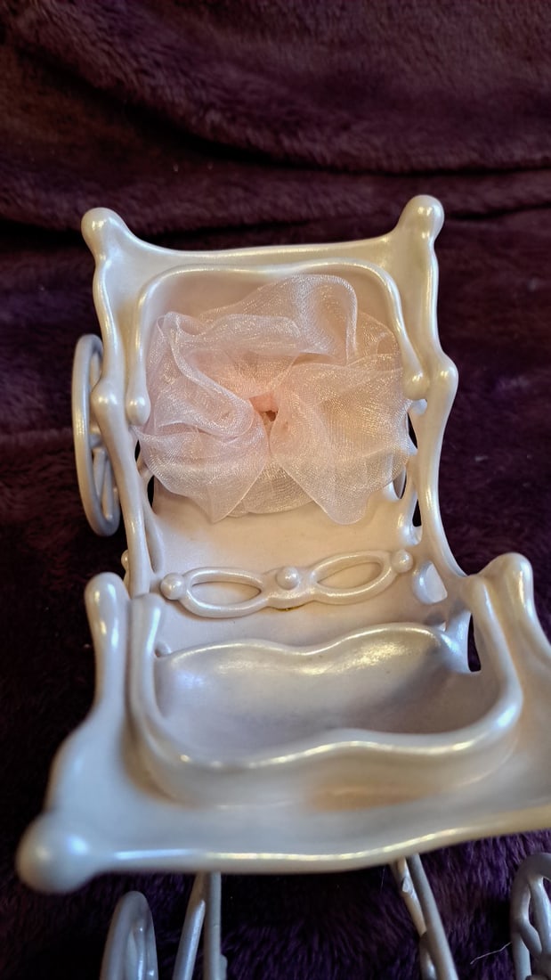 Annette Himstedt Winzlinge Porcelain Pram White Miniature Carriage With Doll - 8