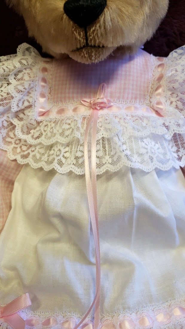 Mary Holstad Teddy Bear Plush Pink Lace Dress With Umbrella - 8