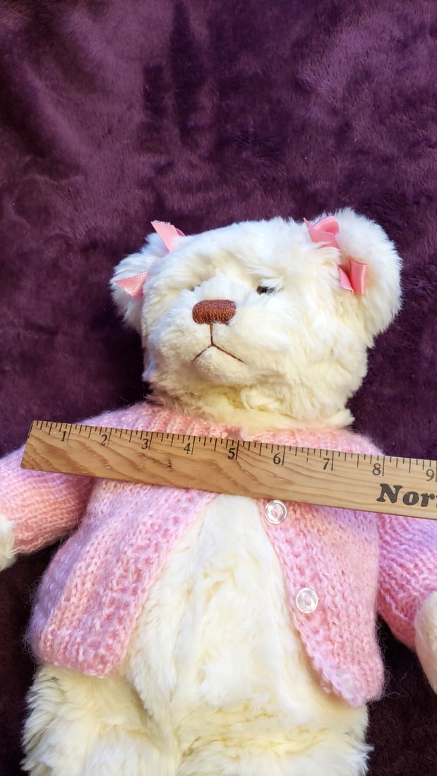 Mary Holstad & Friends Candy Teddy Bear Plush Cream Pink Cardigan Bows - 3