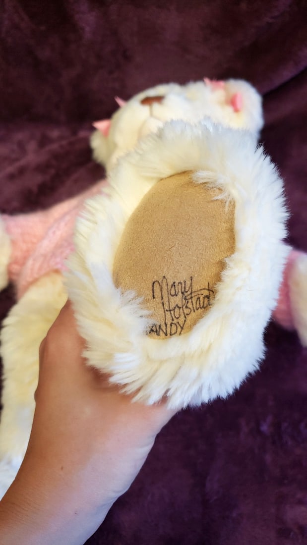 Mary Holstad & Friends Candy Teddy Bear Plush Cream Pink Cardigan Bows - 4