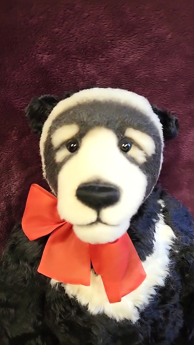 Limited Editions Arlene & Eric Anderson Handcrafted Panda Teddy Bear Plush Red Bow - 2