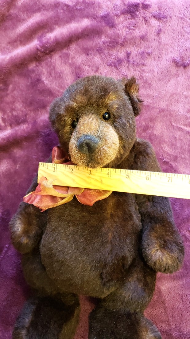 Sher Bears Dark Brown Teddy Bear Plush With Pink Satin Bow, 16 In - 3