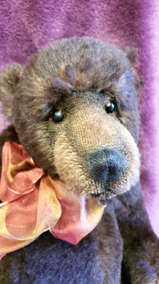 Sher Bears Dark Brown Teddy Bear Plush With Pink Satin Bow, 16 In - 4