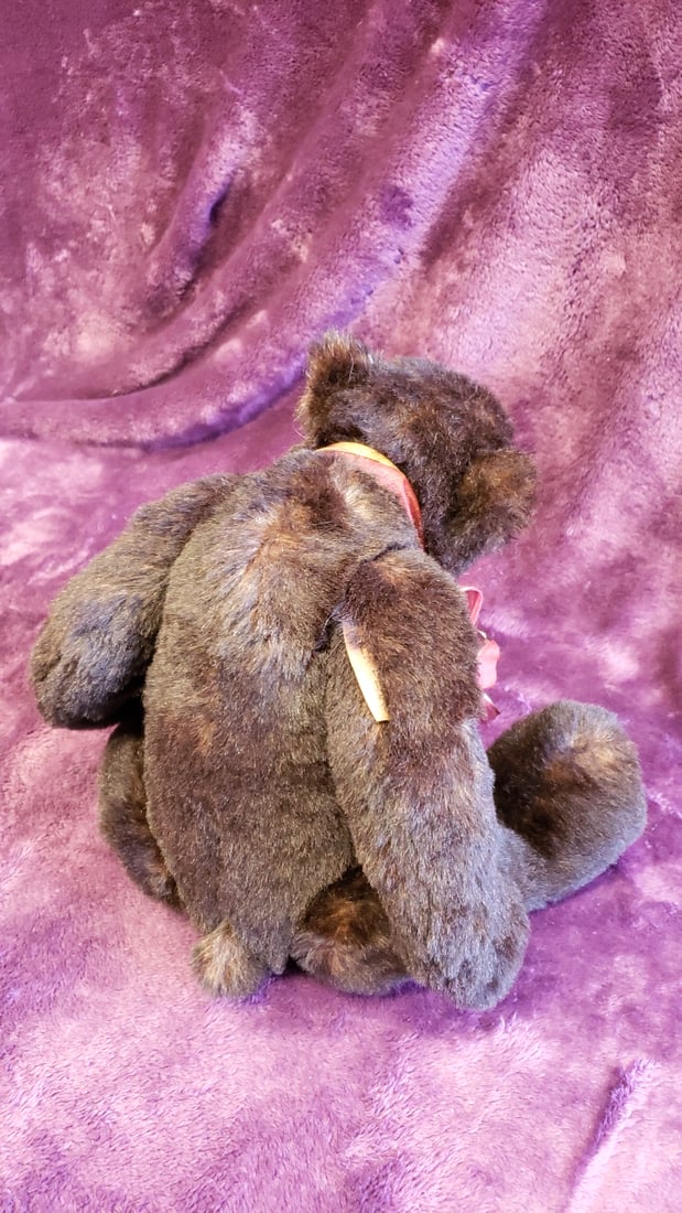 Sher Bears Dark Brown Teddy Bear Plush With Pink Satin Bow, 16 In - 8