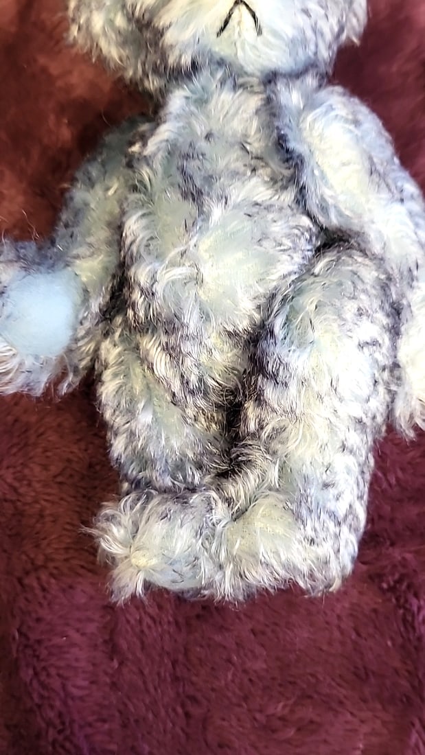Signed Blue Gray Curly Mohair Artist Teddy Bear Plush With Tag - 3