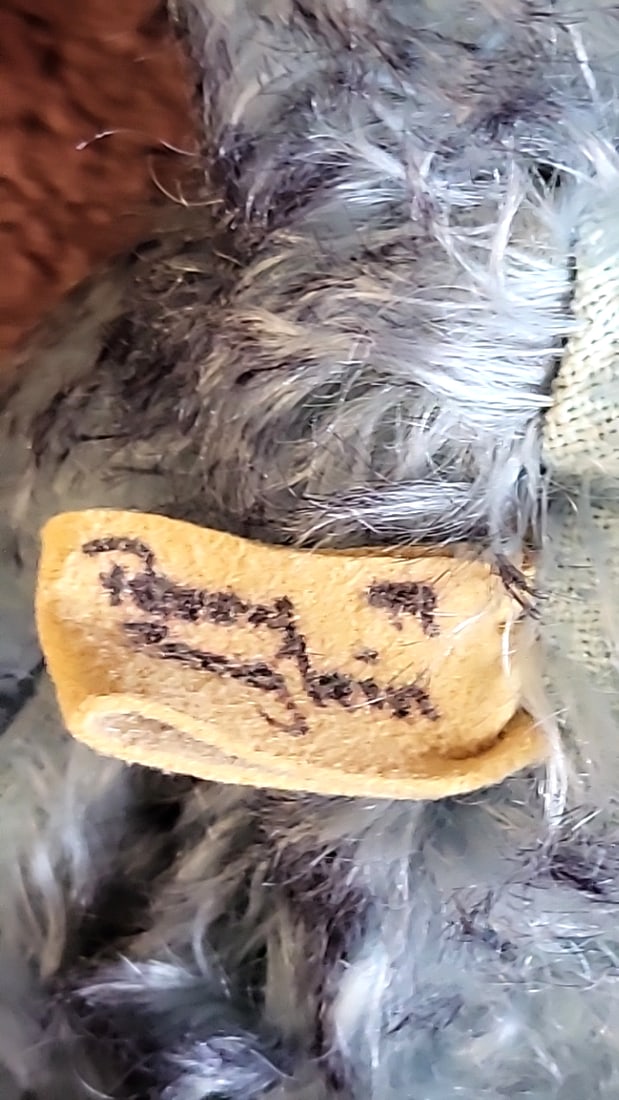Signed Blue Gray Curly Mohair Artist Teddy Bear Plush With Tag - 5