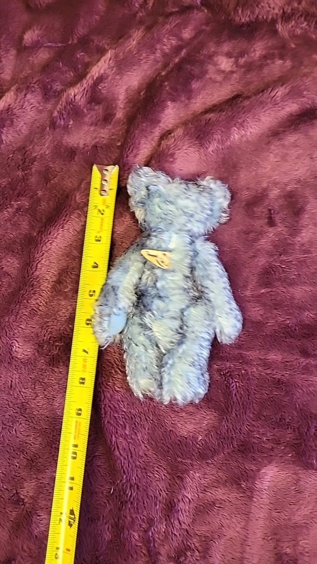 Signed Blue Gray Curly Mohair Artist Teddy Bear Plush With Tag - 7