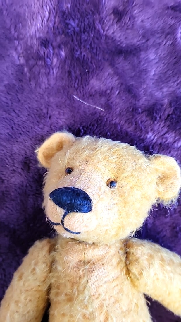 Unsigned Artist Plush Bear Jointed Yellow - 2