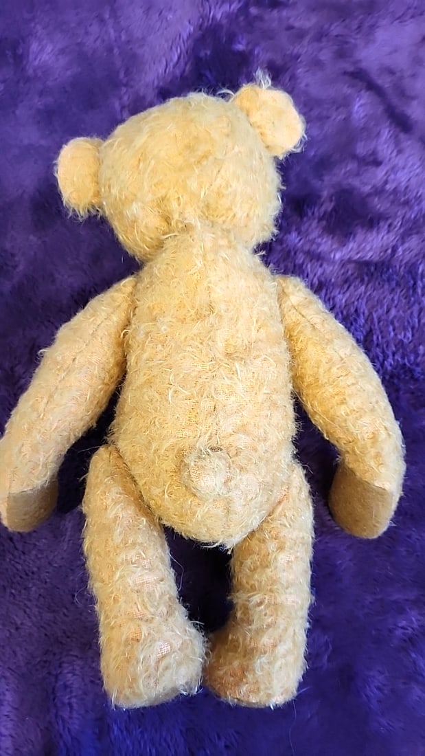 Unsigned Artist Plush Bear Jointed Yellow - 4