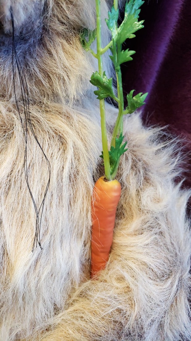 Kimbearlys Tan Long-fur Plush Bunny Rabbit Trooper No. 450 Holding Carrot , Approx. 25 In - 5