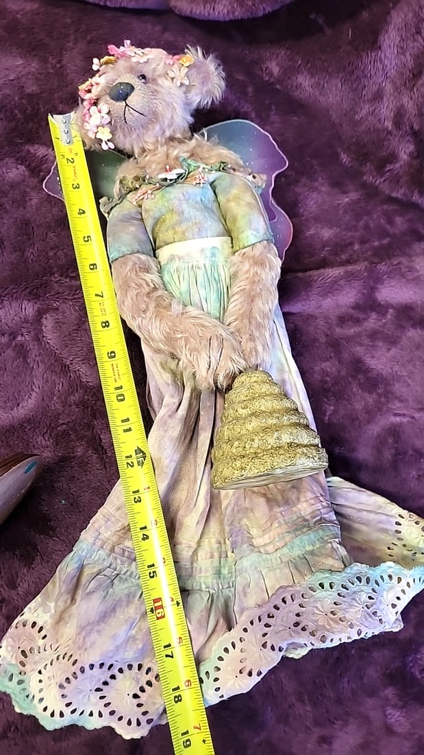 Artist Plush Bear Unsigned With Wings And Beehive - 9